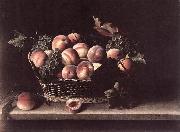 Basket with Peaches and Grapes s